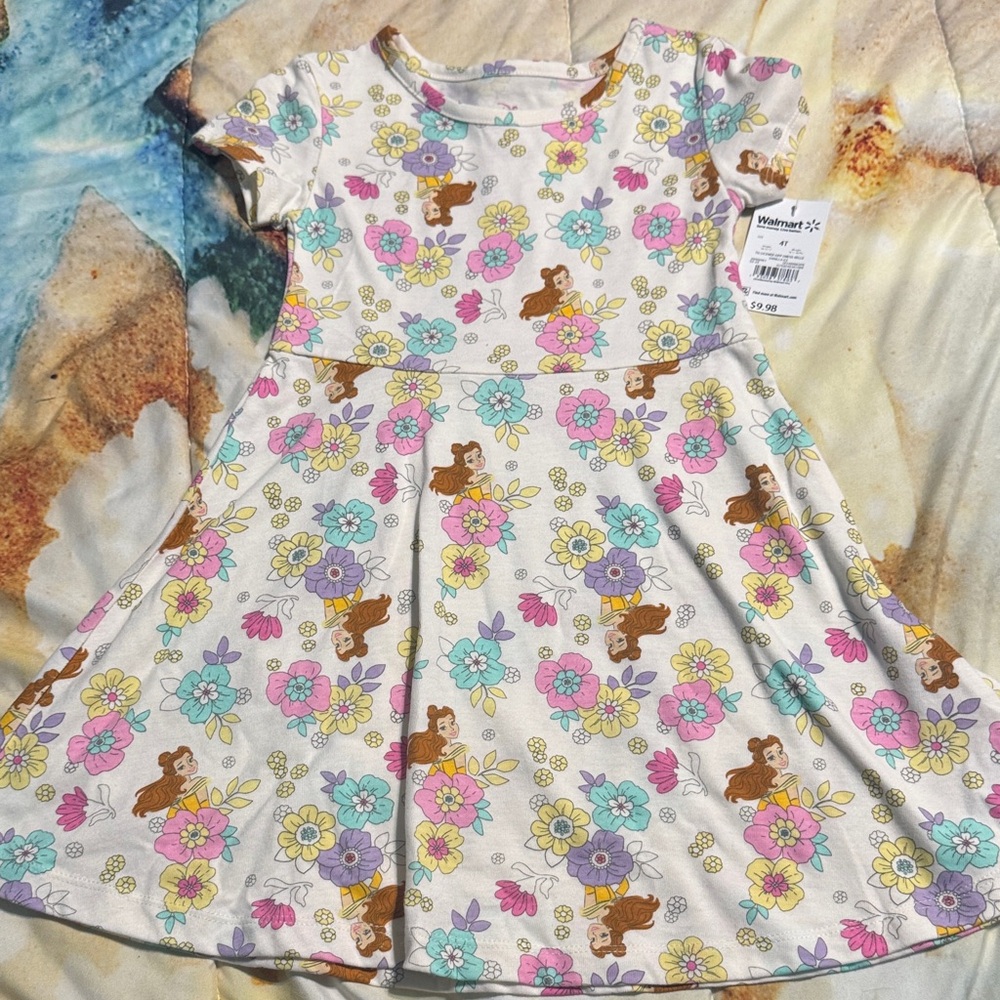 Disney Floral Kids Dress with Cartoon Characters